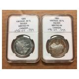 (2) 1980 USSR Olympics 90% Silver Rounds - .48 Oz Each