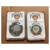 (2) 1980 USSR Olympics 90% Silver Rounds - .48 Oz Each