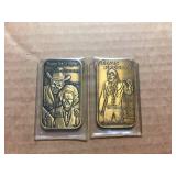(2) Bronze Bars - Elvis Presley - Gene Autry/Roy Rodgers - Dale Evans