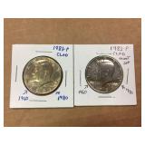 (2) 1980 Kennedy Half Dollars Stamped - 1960 & 1980