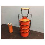 Vintage Railroad? Enamel Stacking Lunch Pail