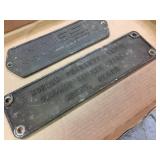 (2) Vintage Metal Railroad Build Plates - GSI & Morgan Guaranty Trust