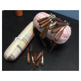 Vintage Sewing Pin Cushions & Wooden Thread Bobbins