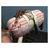 Vintage Sewing Pin Cushions & Wooden Thread Bobbins