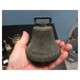 Group Vintage Metalwares - Bells - Brass - Box with 1834 Coin