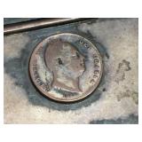 Group Vintage Metalwares - Bells - Brass - Box with 1834 Coin