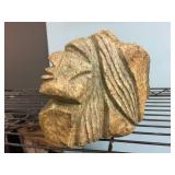 Indian Chief - Carved Stone - Signed