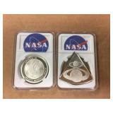 (2) NASA Sterling Commemorative 19/8-19.9 Grams