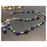 (2) Lanyard - Smokey/Yellow Quartz & Lapis/Green Jade
