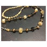 (2) Lanyard - Smokey/Yellow Quartz & Lapis/Green Jade