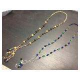 (2) Lanyard - Smokey/Yellow Quartz & Lapis/Green Jade