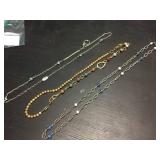 (3) Lanyard - Jasper & Green Onyx & Fresh Water Pearls/Blue Crystal