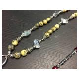(3) Lanyard - Howlite & Yellow Quartz/Jasper & Pearl/Agate/Hematite