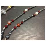 (3) Lanyard - Howlite & Yellow Quartz/Jasper & Pearl/Agate/Hematite