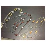 (3) Lanyard - Howlite & Yellow Quartz/Jasper & Pearl/Agate/Hematite