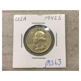 1942 S Washington Quarter - Marked MS63