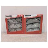 2PKS. FOSTER GRANT +3.00 FULL RIM FASHION/METAL READERS (3 PER PACK)