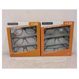 2PKS. FOSTER GRANT +1.25 FULL RIM METAL READERS (3 PER PACK)