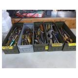 5 Metal Bins of Assorted Tools