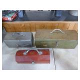 3 Metal Toolboxes with Assorted Tools
