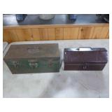 2 Metal Toolboxes with Some Tools