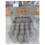 18 Vintage Insulators in Metal Wire Milk Crate