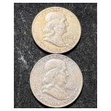 2 US FRANKLIN HALF DOLLARS 1957-D 1961-D