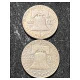 2 US FRANKLIN HALF DOLLARS 1957-D 1961-D