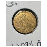 1910 US $2.5 GOLD INDIAN