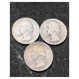 3 US WASHINGTON QUARTERS 1935P-D-S