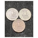 3 US WASHINGTON QUARTERS 1935P-D-S