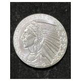 1 TROY OZ .999 FINE SILVER INDIAN ROUND