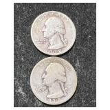 2 US WASHINGTON QUARTERS 1938P-S