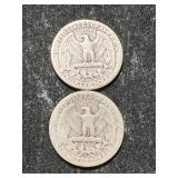 2 US WASHINGTON QUARTERS 1938P-S