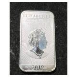 1 TROY OZ .999 FINE SILVER 2019 AUSTALIAN BAR