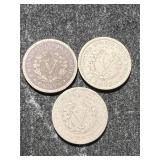 3 US LIBERTY NICKELS 1901 02 03