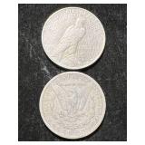 1889 US MORGAN SILVER DOLLAR WITH 1923 PEACE DOLLAR