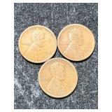 3 US WHEAT CENTS 1918P-D-S