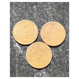 3 US WHEAT CENTS 1918P-D-S