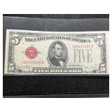 1928F US RED SEAL $5 NOTE