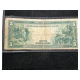1914 US LARGE SIZE BLUE SEAL $5 FEDERAL RESERVE NOTE