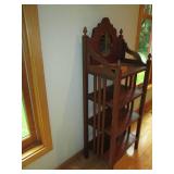 Vintage carved wood tower shelf wit...