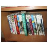 Wood bookshelf plus content appro...