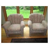 Pair of floral upholstered club sty...