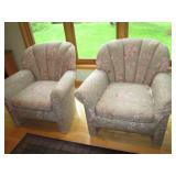 Pair of floral upholstered club sty...