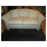 Cream striped 3-cushion sofa with m...