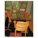 Tubular metal framed glass top dini...