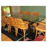 Tubular metal framed glass top dini...