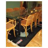Tubular metal framed glass top dini...