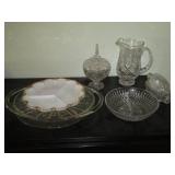 Cut glass serving pieces...